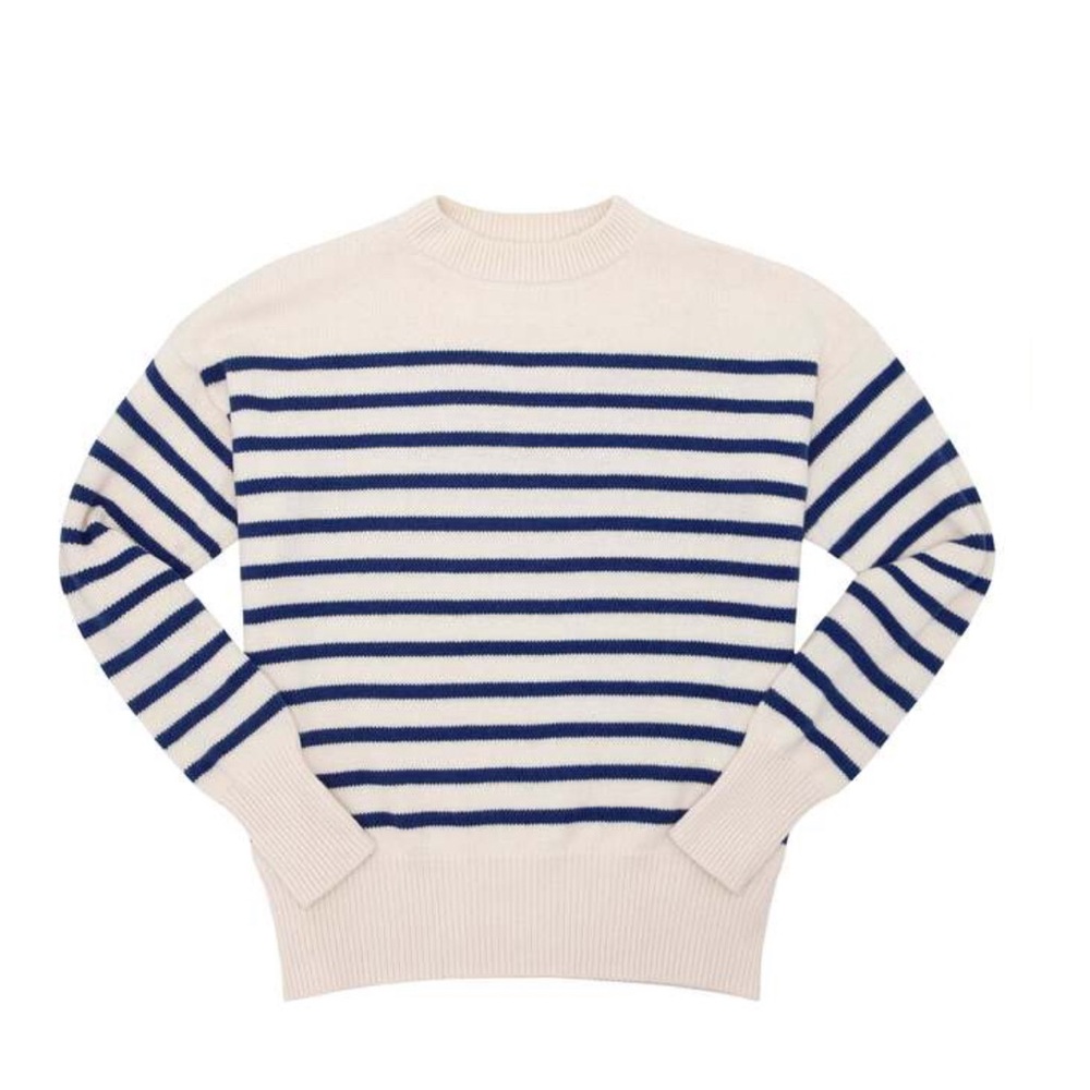 minnow women's breton stripe knit sweater, SZ S